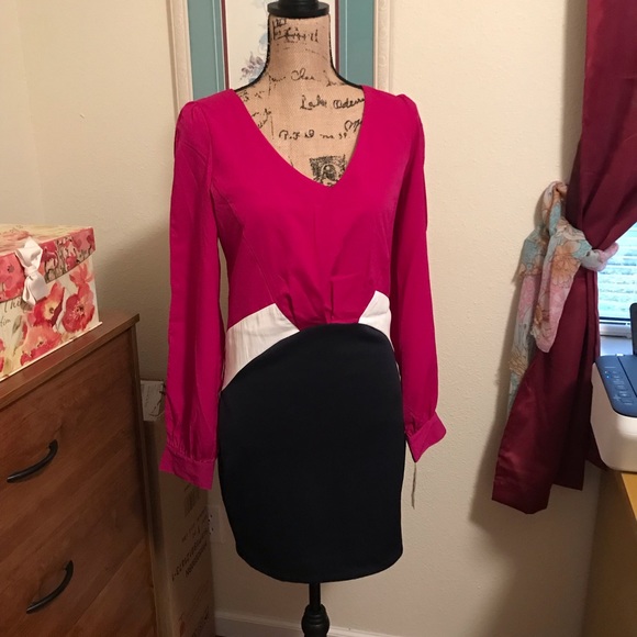 Gianni Bini Dresses & Skirts - 🌷Pink/Navy LS Dress🌷